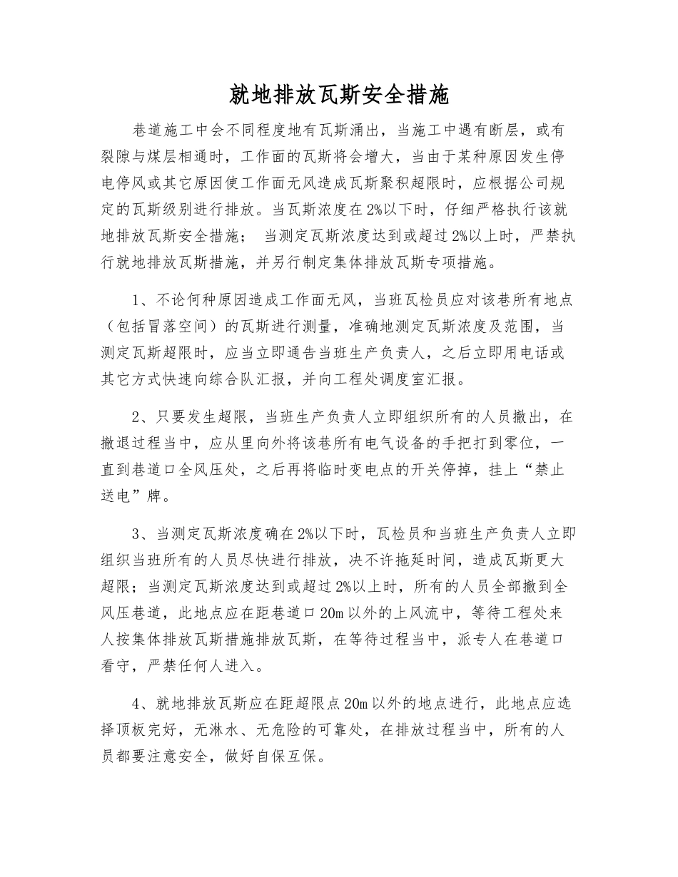 就地排放瓦斯安全措施_第1页