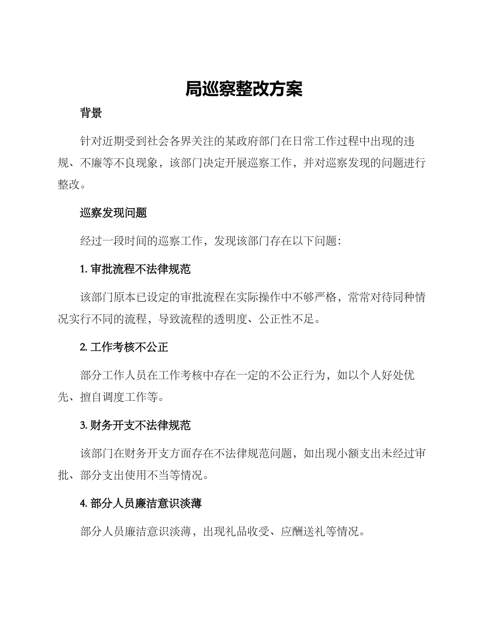 局巡察整改方案_第1页