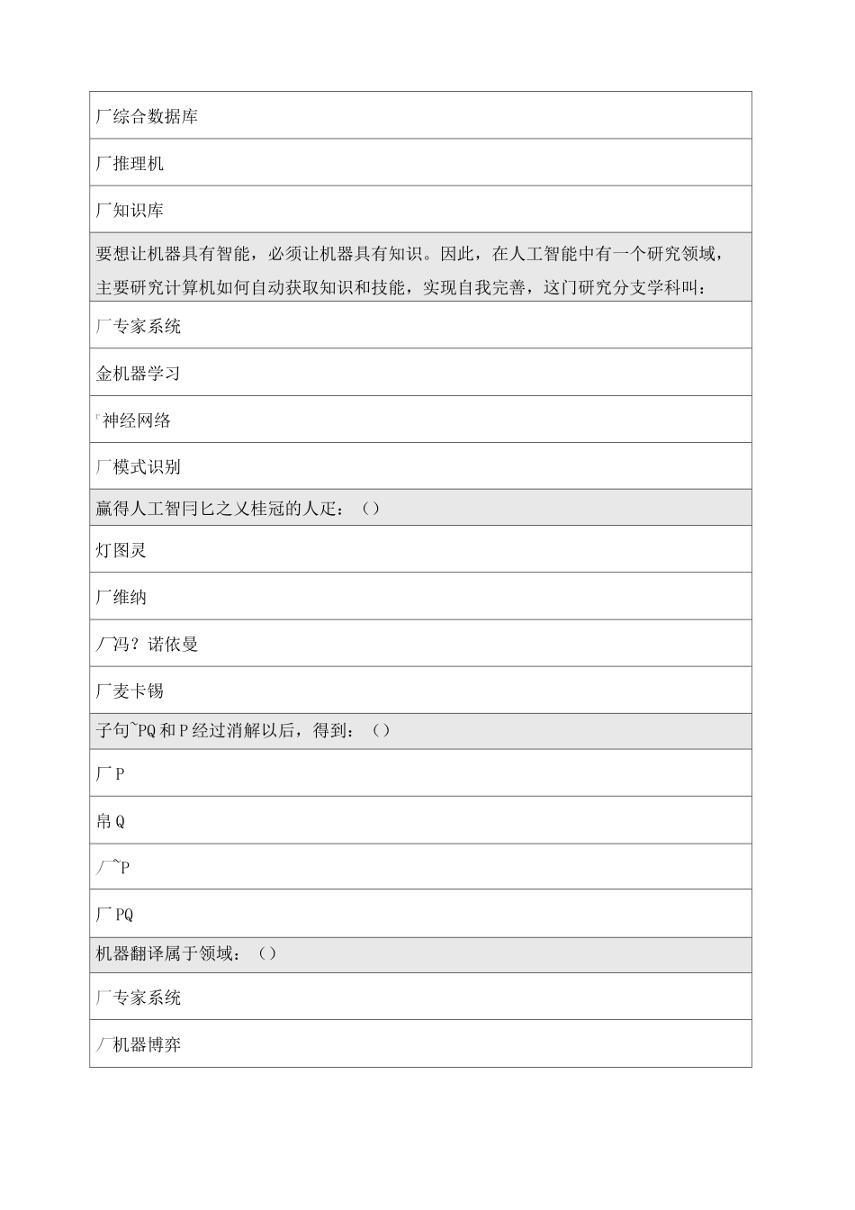 《人工智能导论》在线作业 _第3页