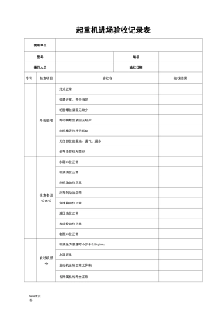 起重机、汽车起重机验收记录