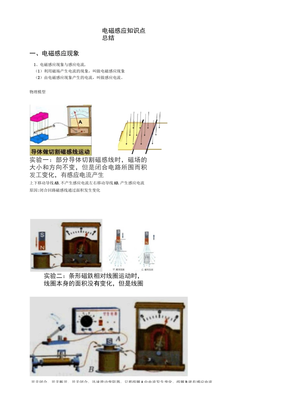 高中物理 电磁感应 知识点归纳_第1页