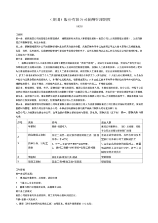 (集团)股份有限公司薪酬管理制度
