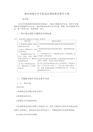 毒品预防教学大纲