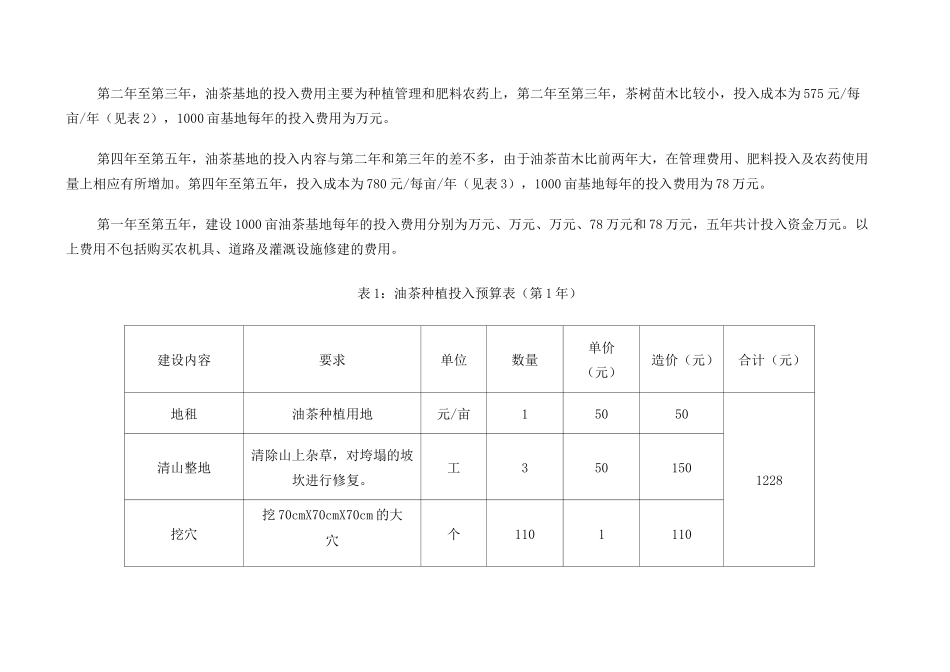油茶种植投入预算_第3页