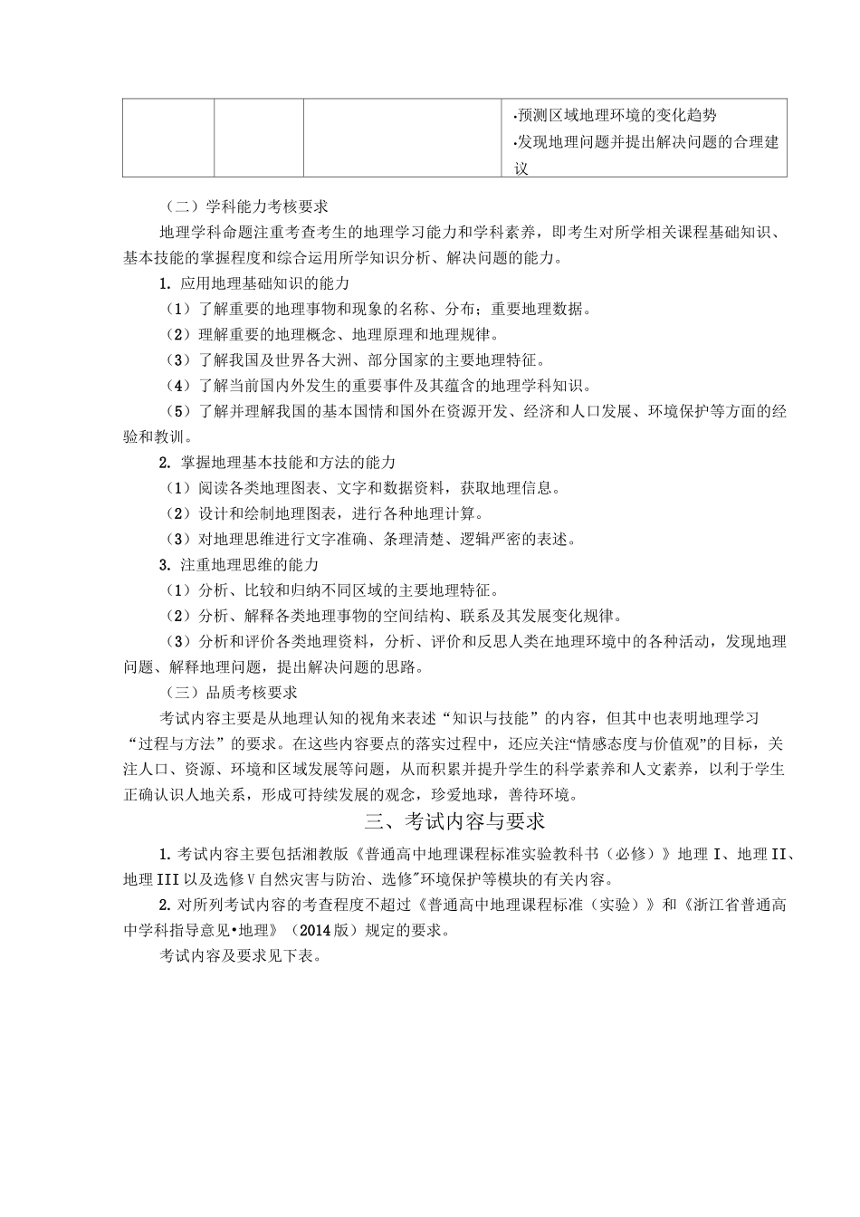 浙江省普通高中选考考试说明_第3页