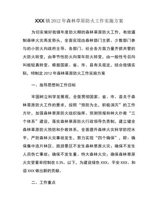 森林草原防火工作实施方案