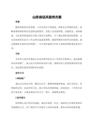 山东省征兵宣传方案