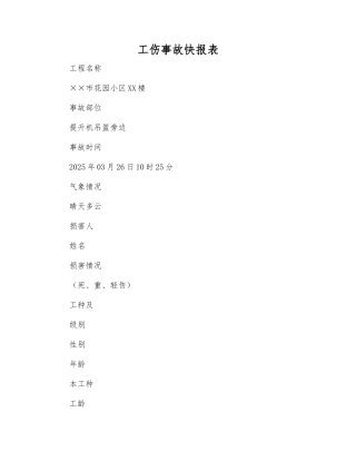工伤事故快报表