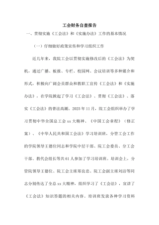 工会财务自查报告