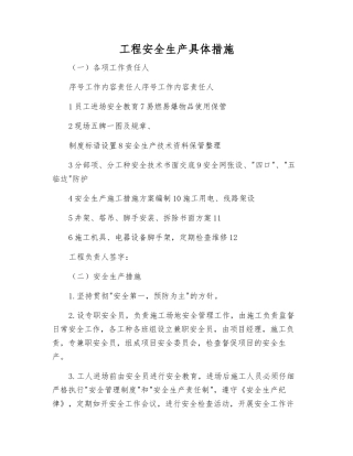 工程安全生产具体措施