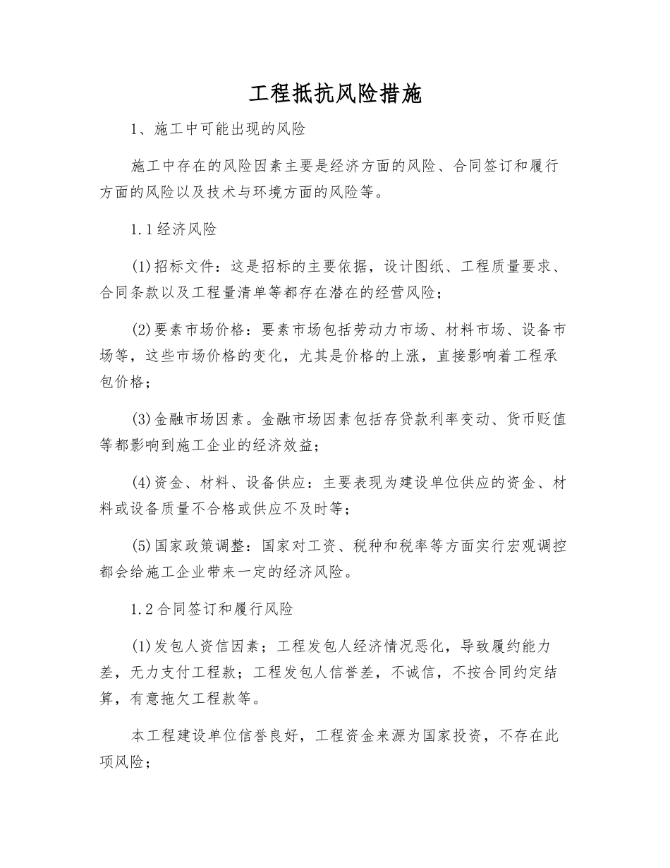 工程抵抗风险措施_第1页