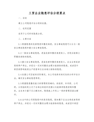 工贸企业隐患评估分级要点