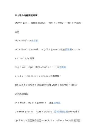 巨人通力电梯图纸说明
