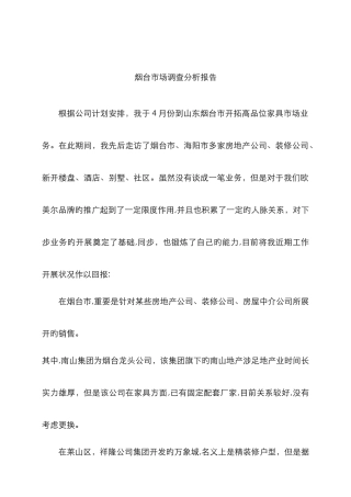 市场业务部烟台市场调查分析报告