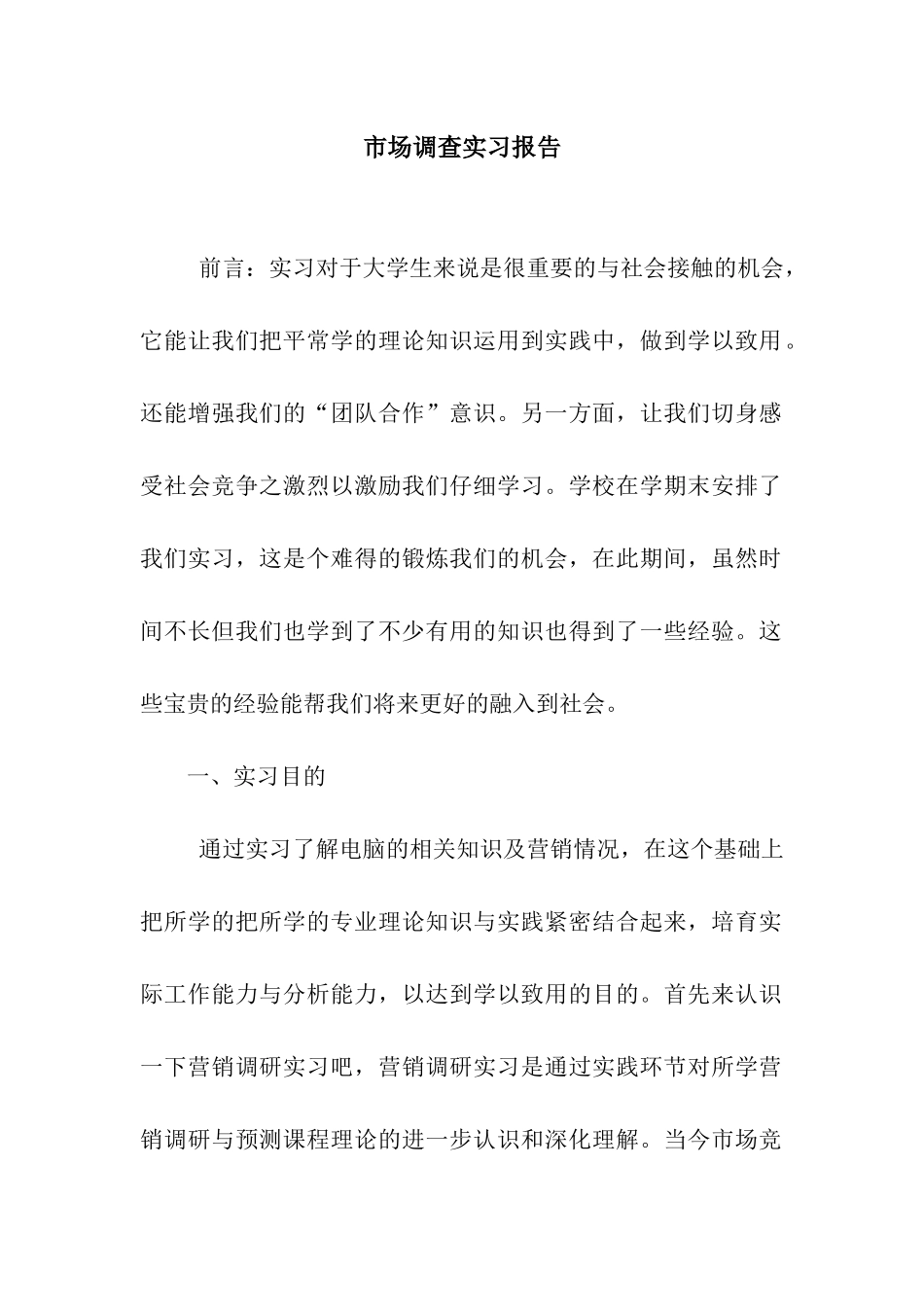 市场调查实习报告_第1页