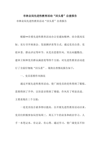 市林业局先进性教育活动“回头看”自查报告