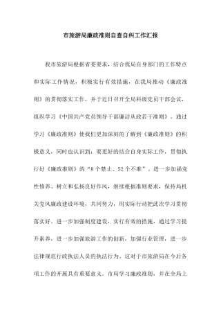 市旅游局廉政准则自查自纠工作汇报