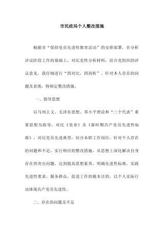 市民政局个人整改措施