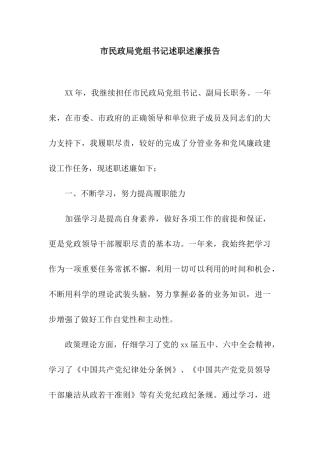 市民政局党组书记述职述廉报告