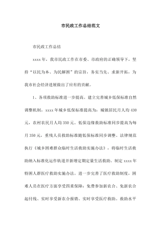 市民政工作总结范文
