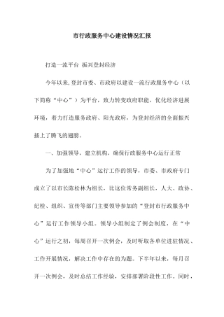 市行政服务中心建设情况汇报