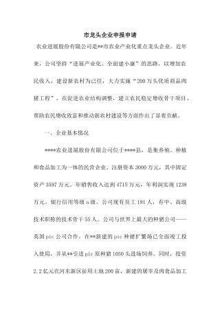 市龙头企业申报申请