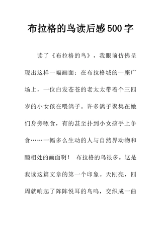 布拉格的鸟读后感500字