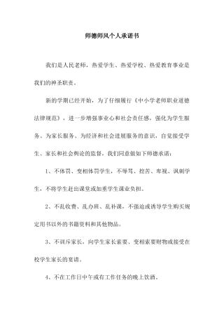 师德师风个人承诺书