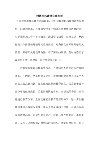师德师风建设自我剖析
