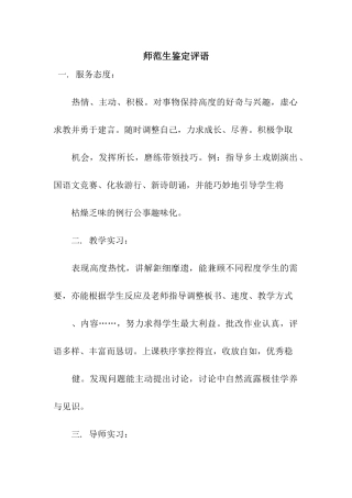 师范生鉴定评语