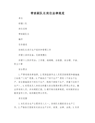 带班副队长岗位规范