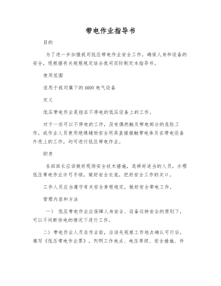 带电作业指导书