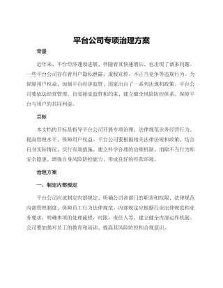 平台公司专项治理方案