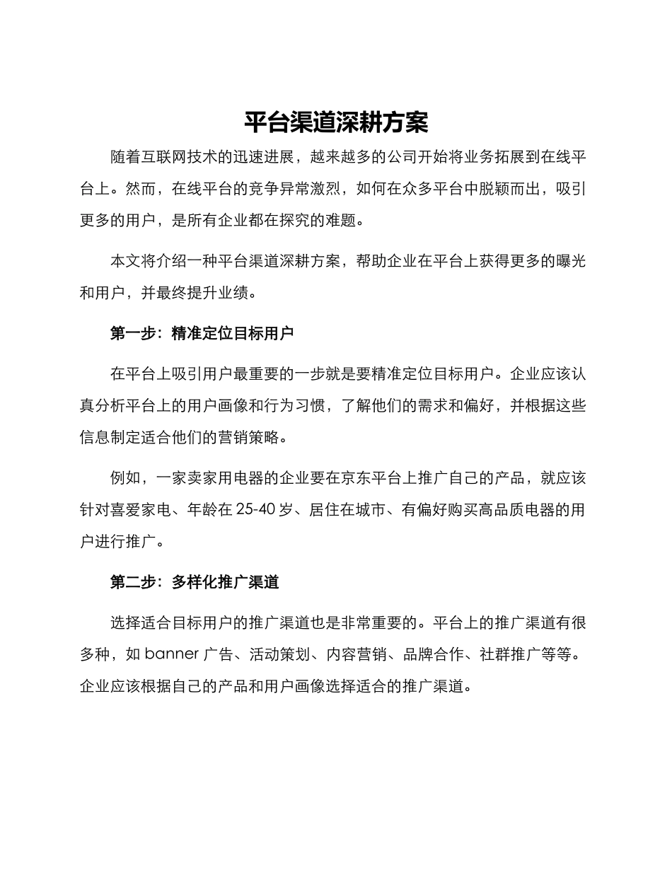 平台渠道深耕方案_第1页
