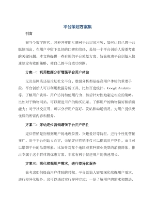 平台策划方案集