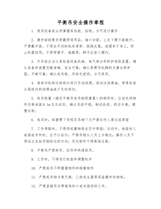 平衡吊安全操作规程