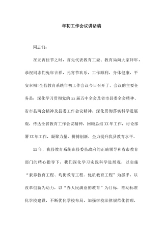 年初工作会议讲话稿