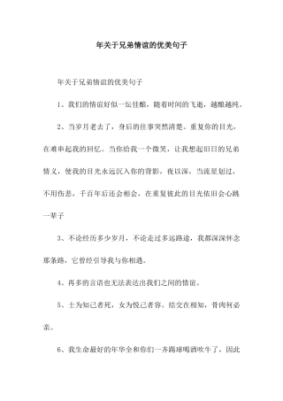 年关于兄弟情谊的优美句子