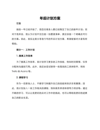 年后计划方案
