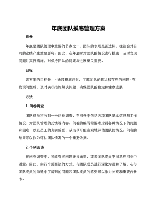 年底团队摸底管理方案