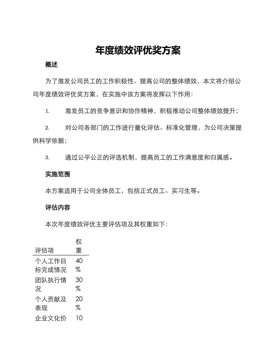 年度绩效评优奖方案_第1页