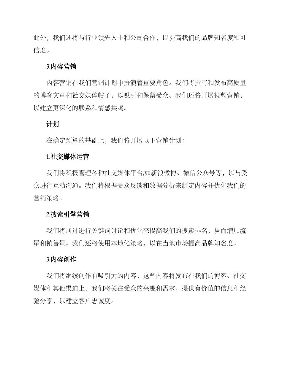 年度营销预算方案_第2页