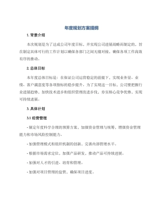 年度规划方案提纲