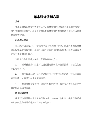 年末媒体促销方案