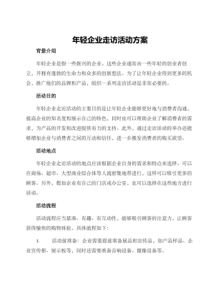 年轻企业走访活动方案