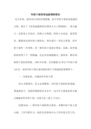年轻干部培养选拔调研报告
