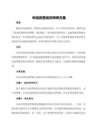 年轻民警结对拜师方案