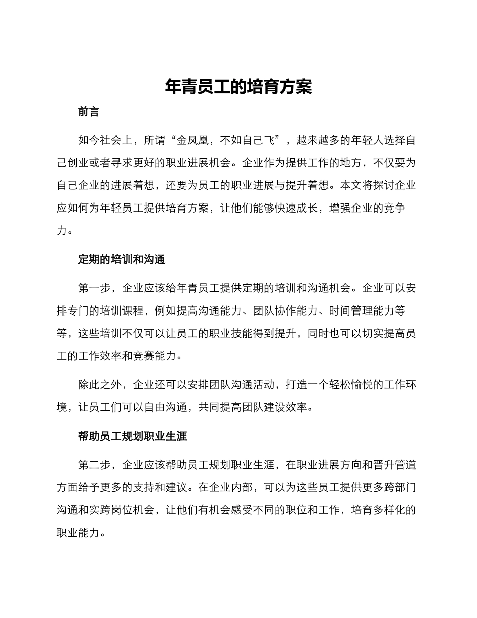 年青员工的培养方案_第1页