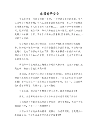 幸福寄于安全