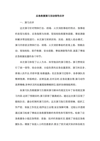 应急救援演练活动领导点评